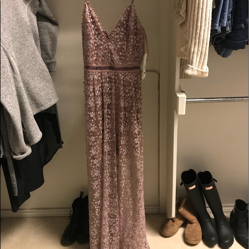 lilac embroidered gown